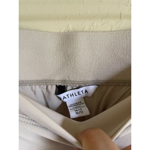 ATHLETA Size 16T Tall Abalone Cream Ivory Nylon Jogger Pants Zip Pockets Zip Ank - Picture 8 of 8